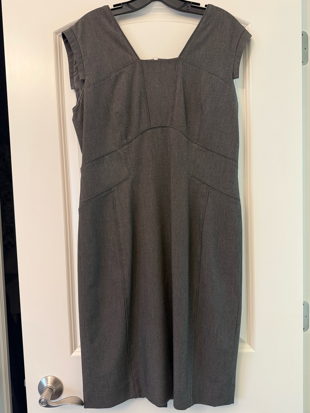 ANTONIO MELANI Gray Cap-Sleeve Midi Sheath Dress
